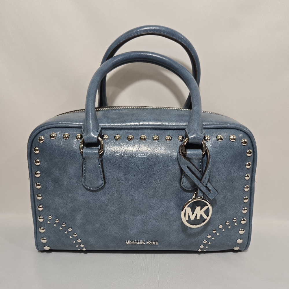 Michael Kors Thompson Cornflower MD Duffle Satchel Purse - Picture 3 of 16